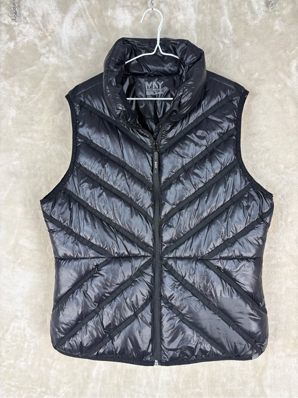 Marc New York Shiny Black Quilted Puffer Vest